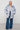 Gray-blue elongated quilted jacket with insulation