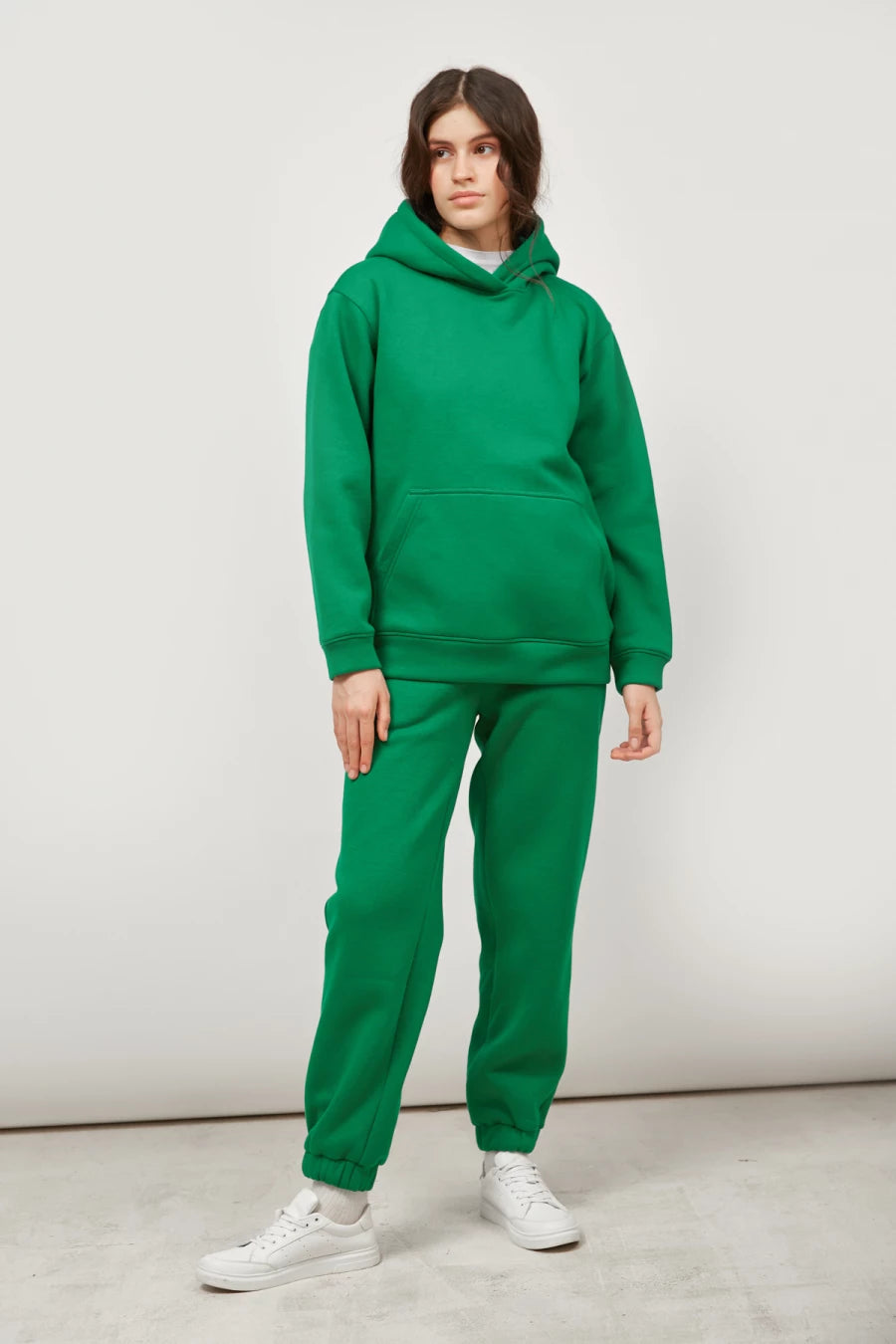 Long green fleece joggers