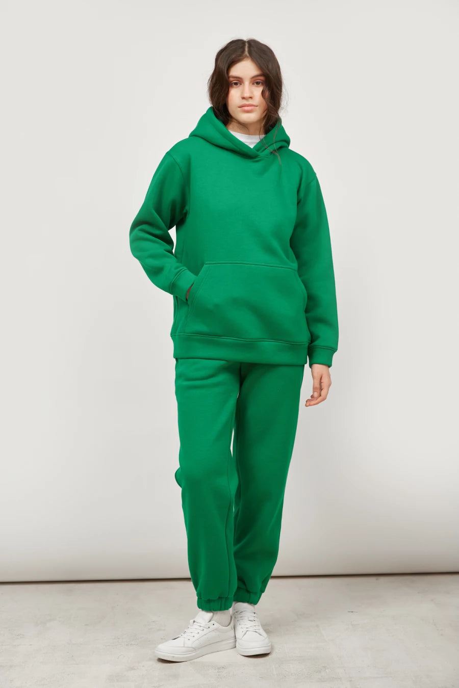 Long green fleece joggers