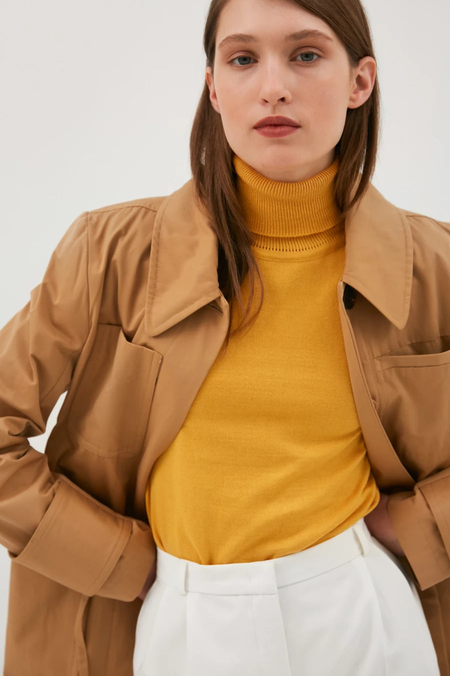 Mustard turtleneck with cotton