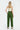 Green straight cut cropped linen trousers