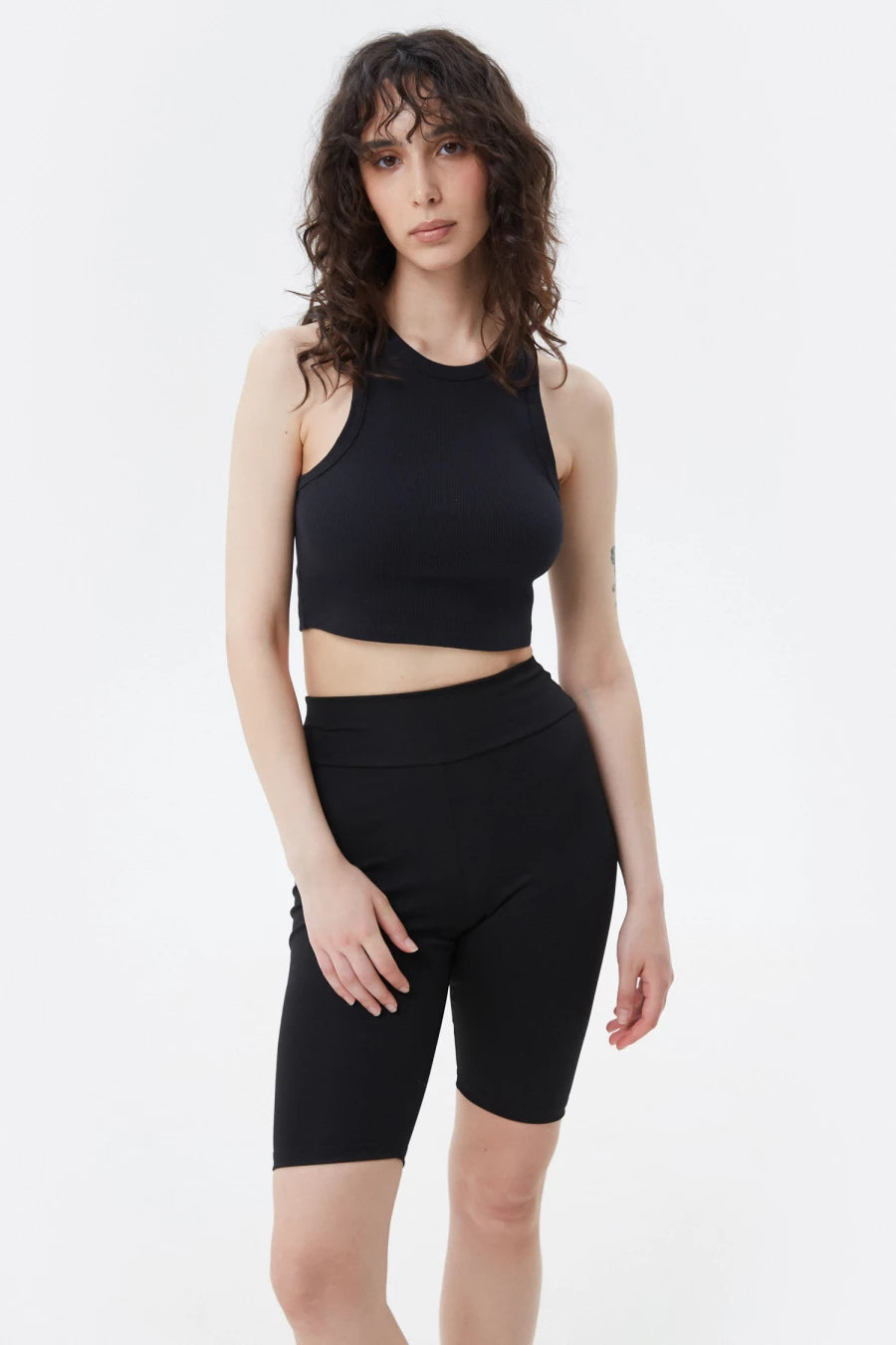 Black high-waisted cycling shorts