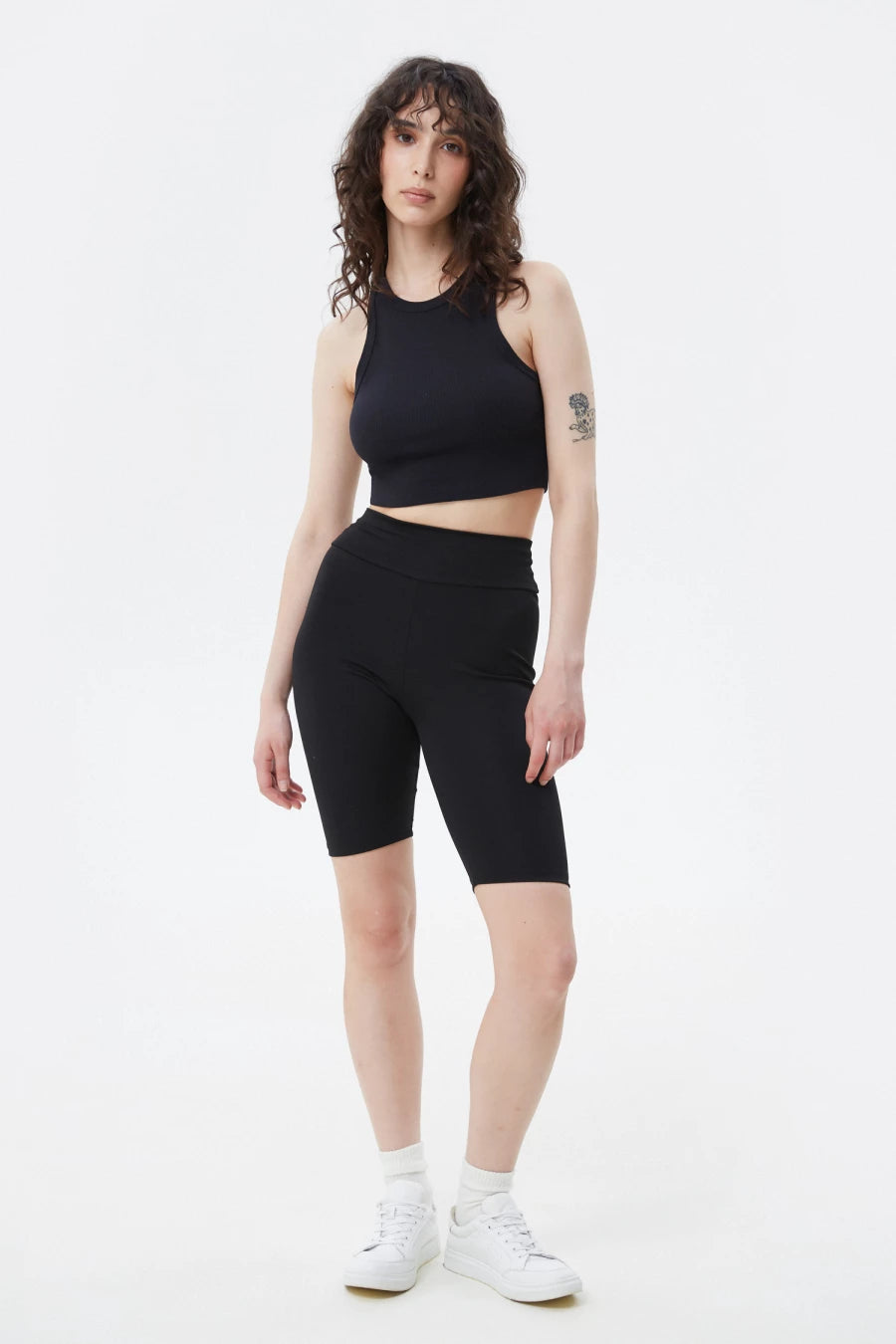 Black high-waisted cycling shorts