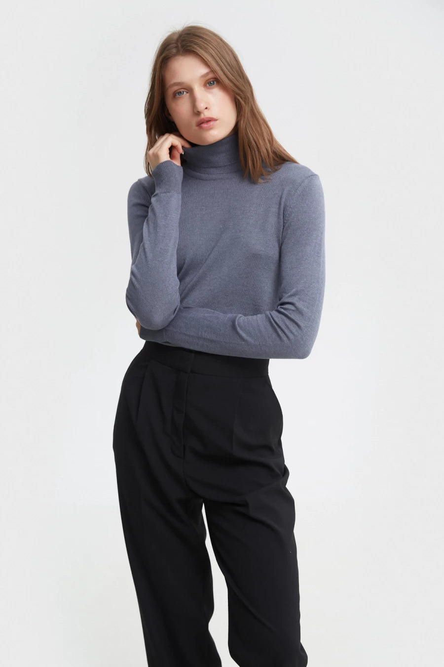 Basic knittet grey turtleneck