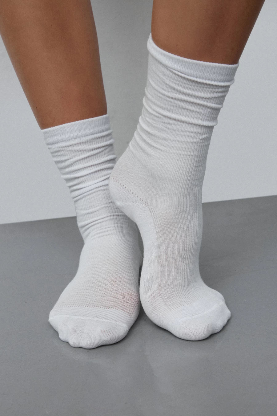 White high socks in a rib of cotton