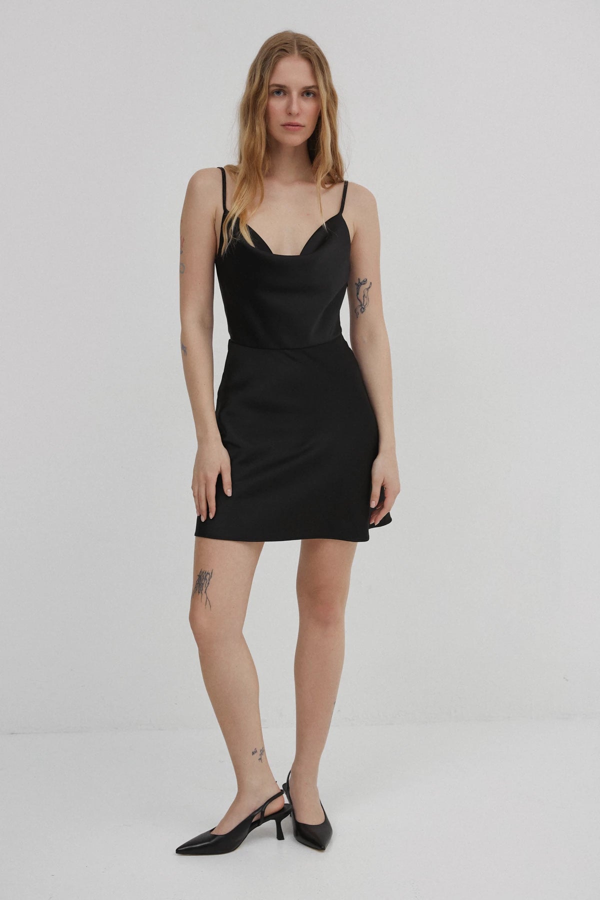 Short black slip dress