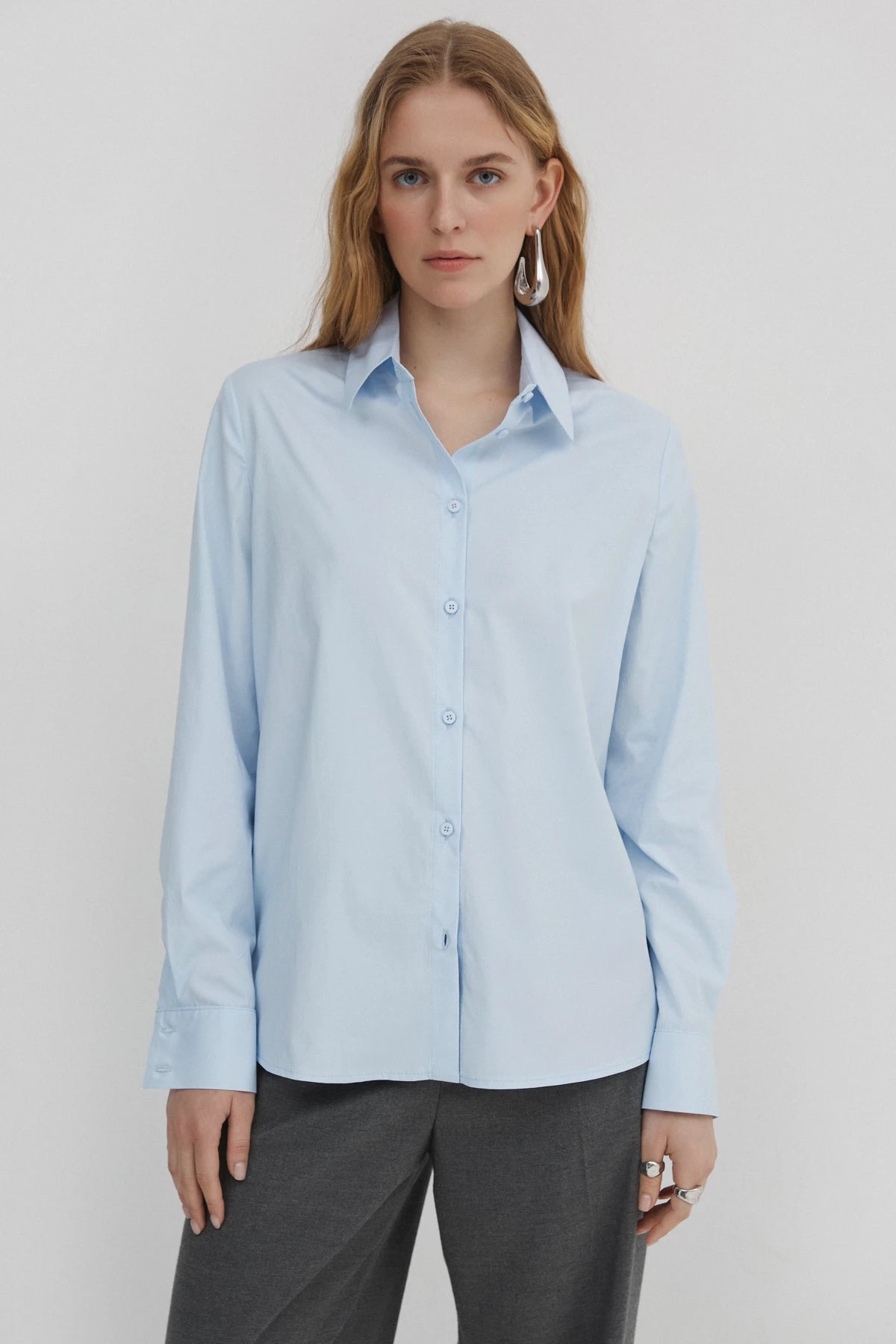 Blue free cut shirt with cotton