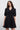 Black short 100% linen dress with collar