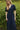 Navy blue midi dress with voluminous sleeves with cotton