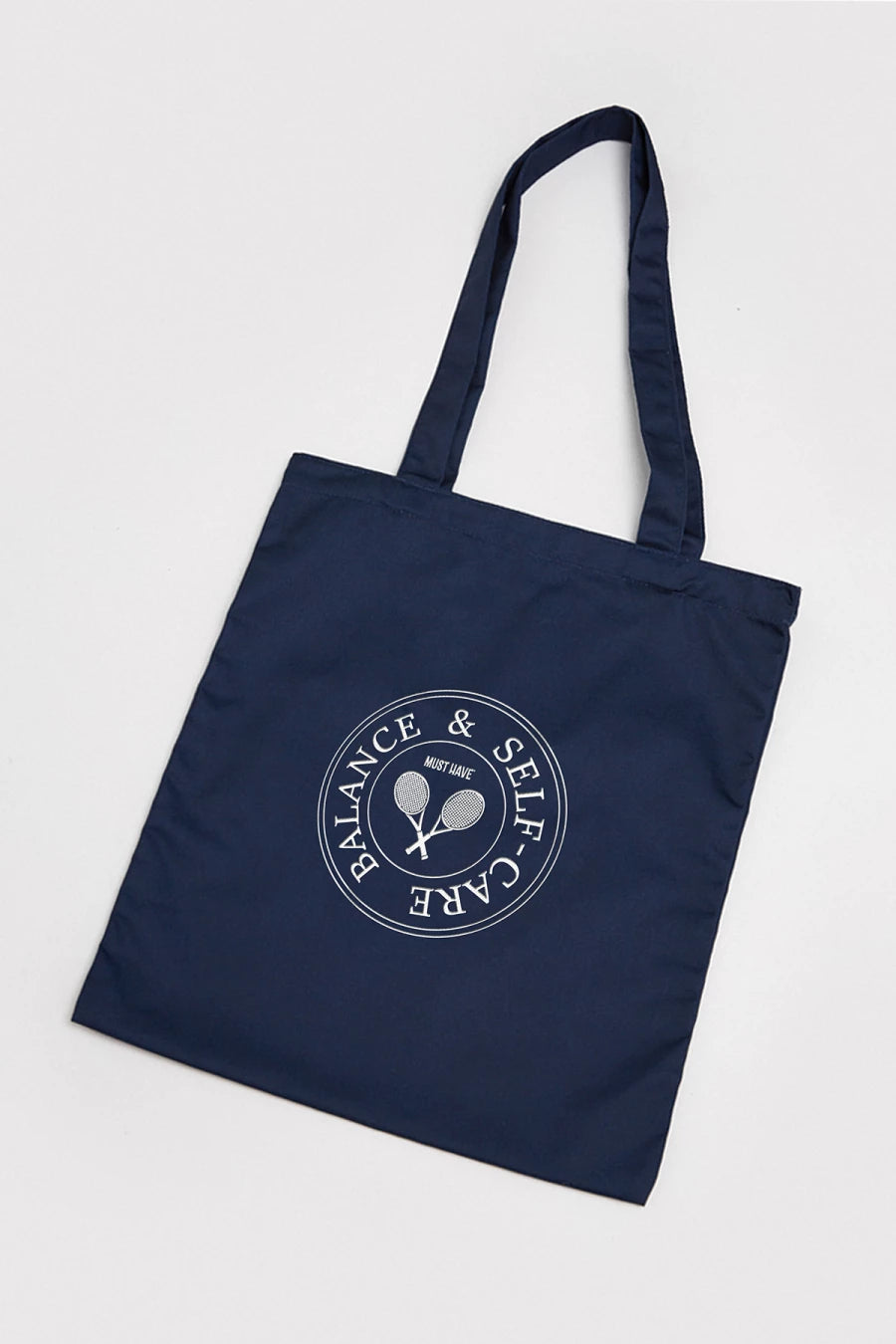 Navy blue cotton shopper "Balance & self-care"