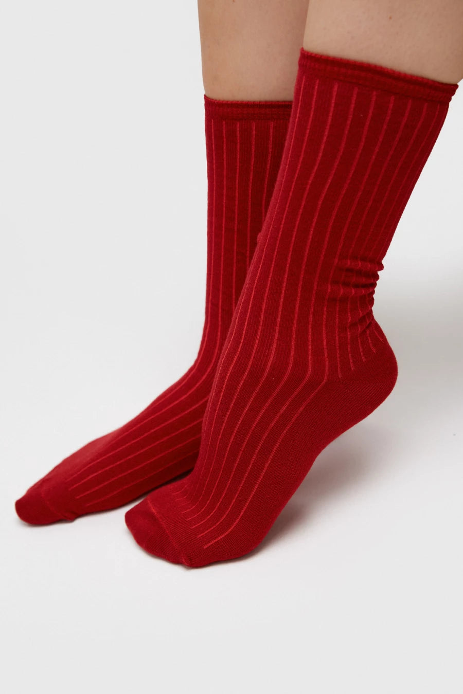 High cotton socks in bordeaux color