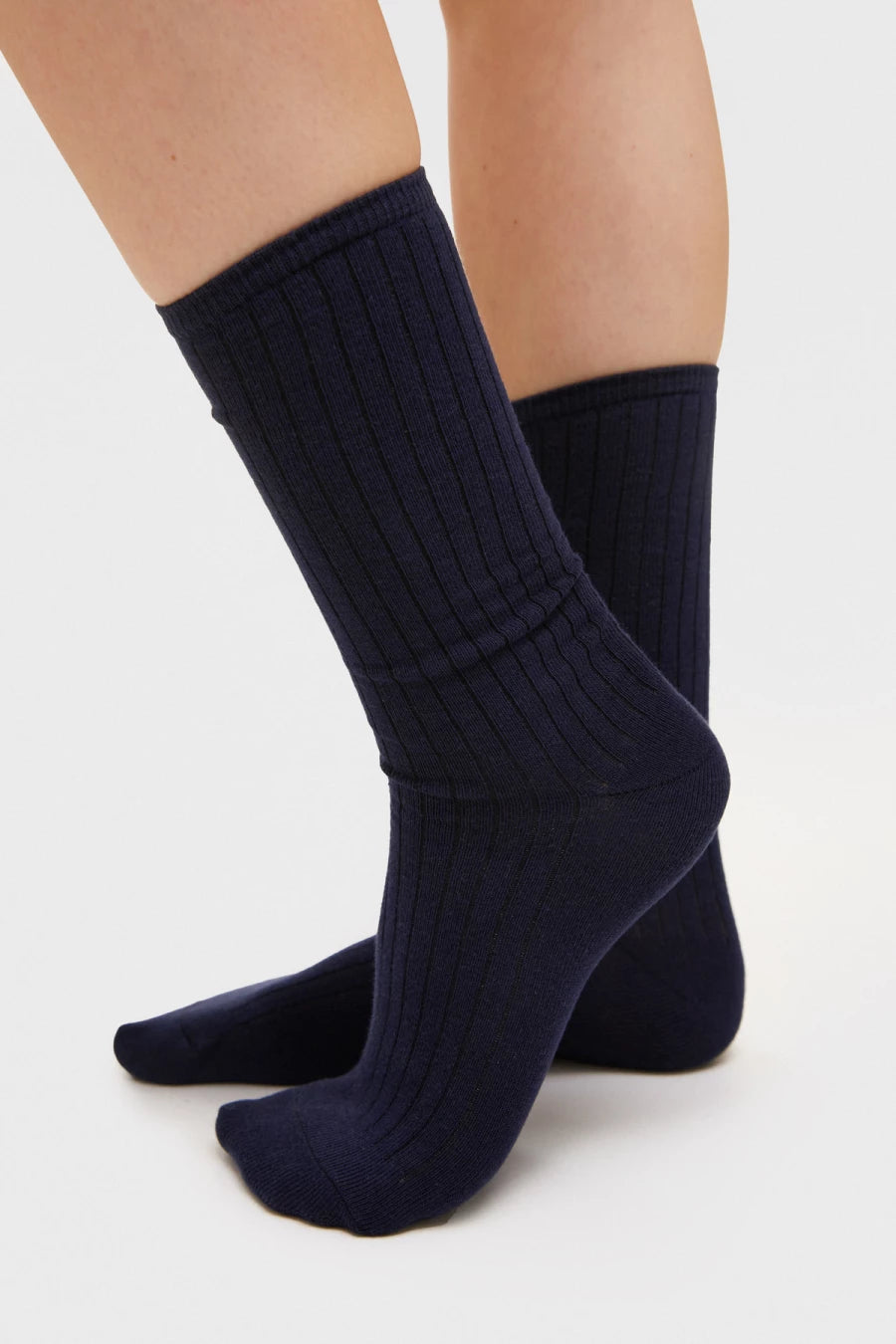 High cotton socks in navy blue color