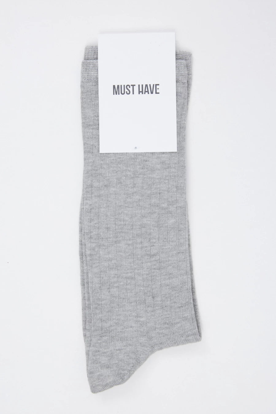 High gray cotton socks with a rib