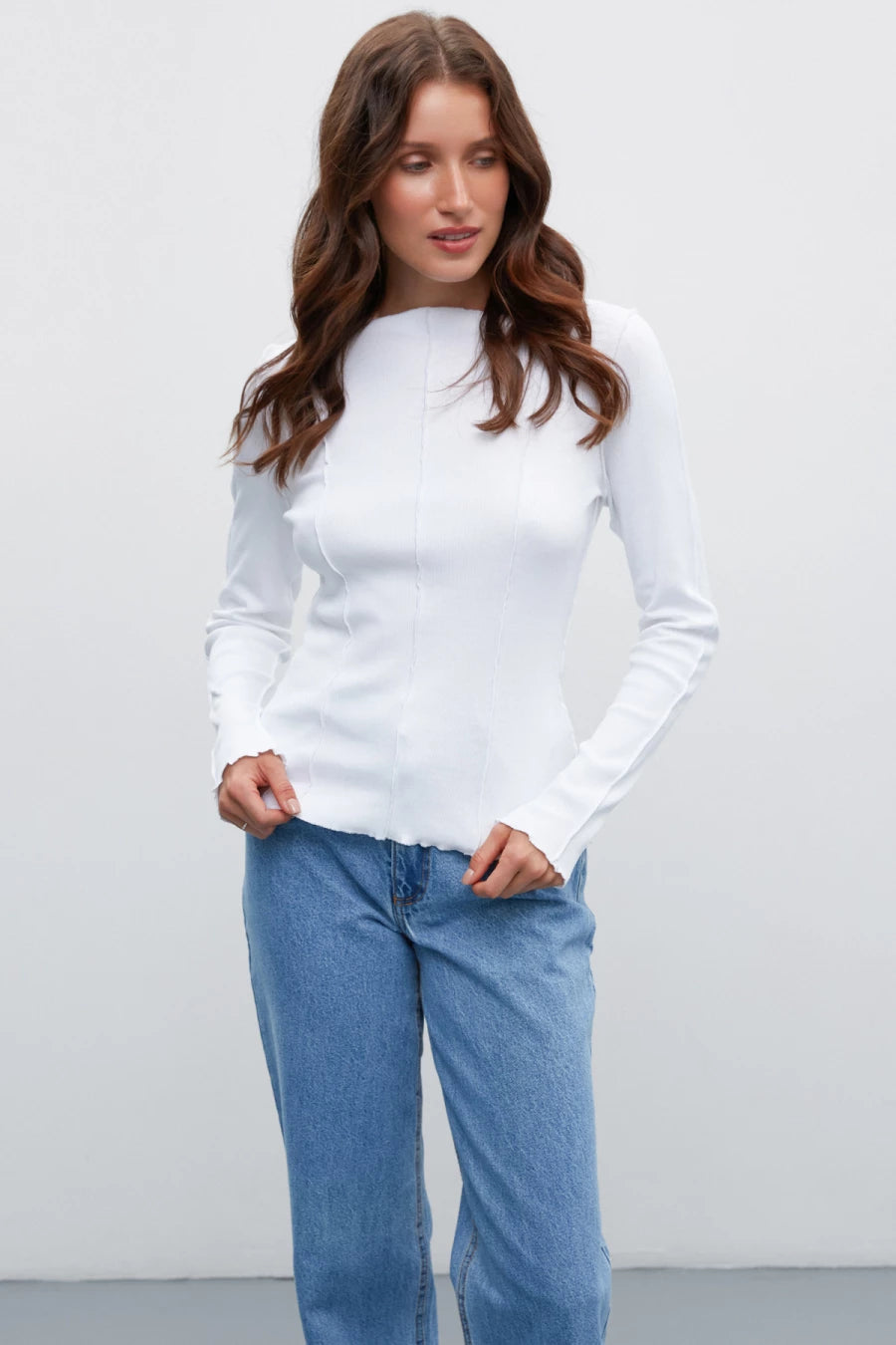 White ribbed knitted jumper