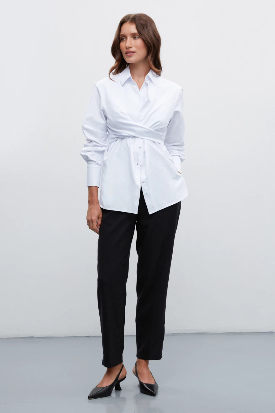 White shirt with double front with cotton