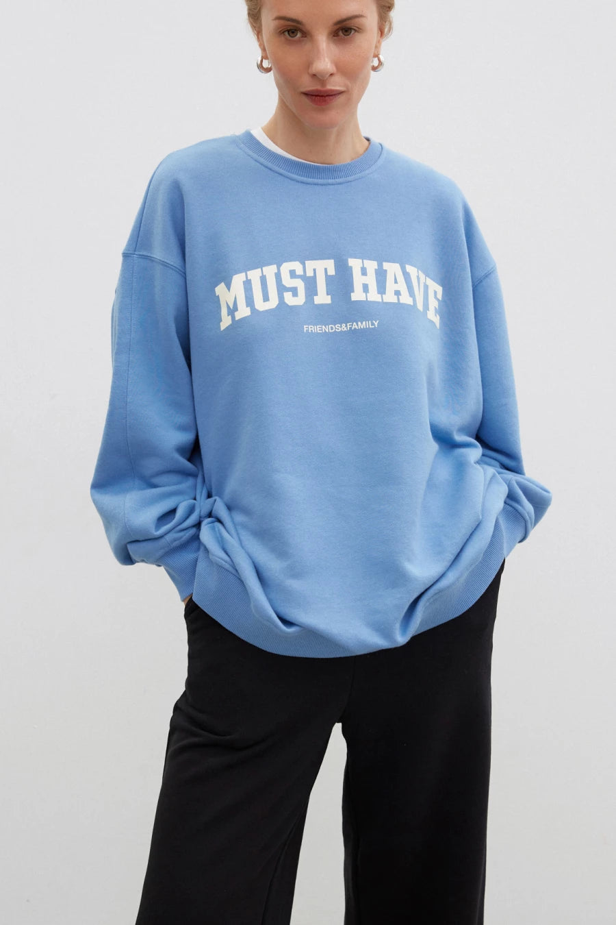 Blue knitted sweatshirt "MUST HAVE"