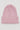 Soft pink knitted beanie hat with merino wool