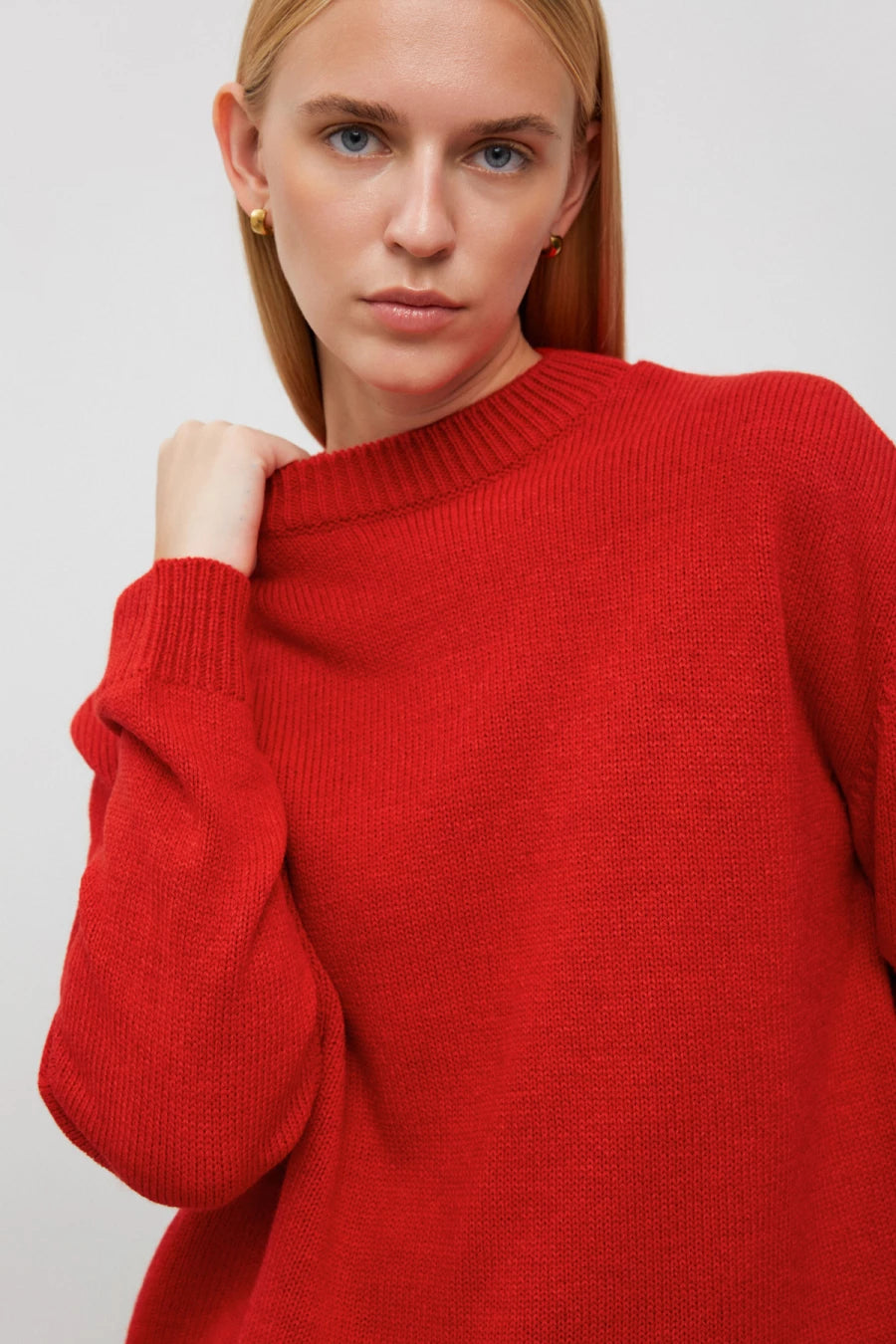 Red sweater with wool