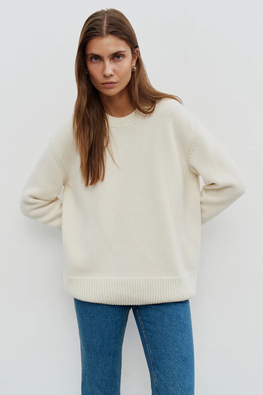 Milky cashmere knit sweater