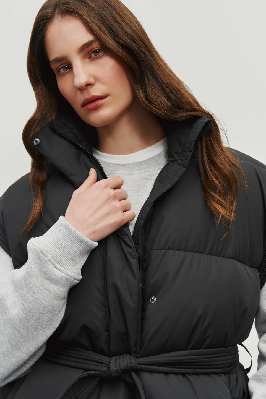 Black quilted vest
