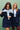 Navy blue double-breasted fitted blazer