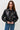 Black faux leather collar jacket
