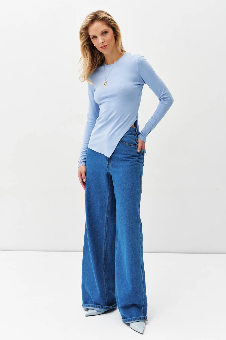 Blue asymmetric cotton jumper