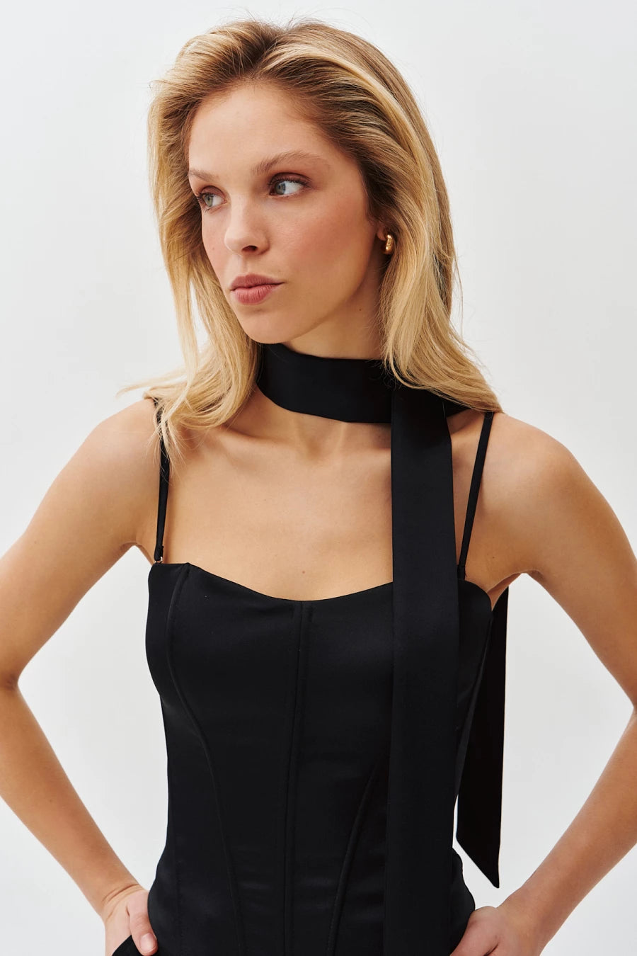 Black satin scarf