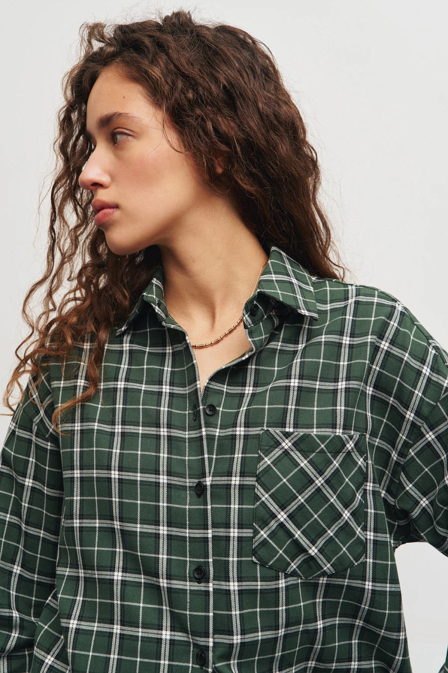 Green checkered cotton shirt