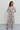 Midi viscose long sleeve dress in abstract brown print